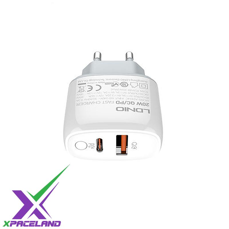 شارژ دیواری الدینو LDNIO A3511Q توان 65 وات به همراه کابل Type C